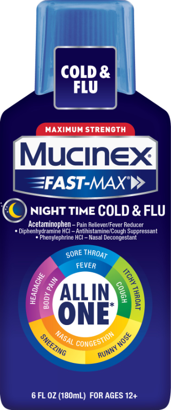 MUCINEX FASTMAX Adult Liquid  Nighttime Cold  Flu Discontinued